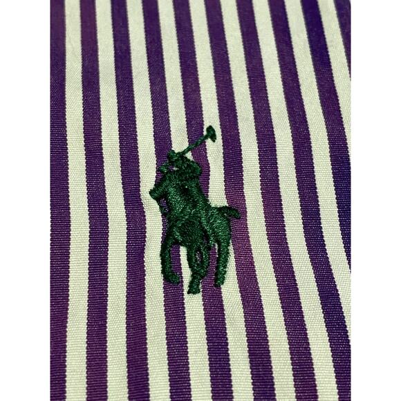 Ralph Lauren Long Sleeve Button Down Shirt Men’s XL Purple White Stripe Slim Fit - Picture 8 of 10
